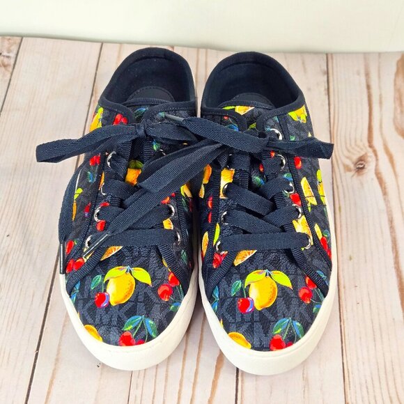 Michael Kors Shoes - Michael Kors Poppy Slip-On Sneakers 6.5M Tropical Print MK Logo Canvas pristine!
